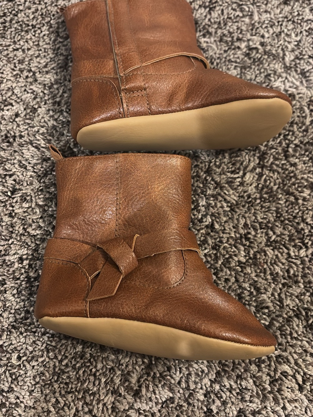 Old Navy Brown Leather Tie Kids Booties